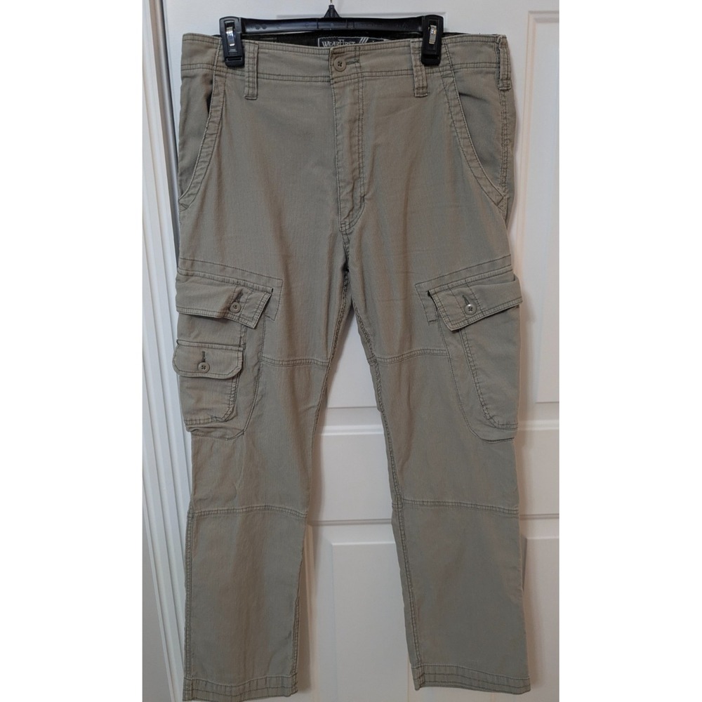 WearFirst Cargo Pants Men's Gray Utility Outdoor Multi Pocket Corduroy 36x32